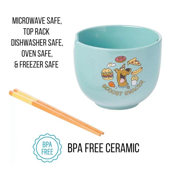 Scooby-Doo Scooby Snacks Ceramic Ramen Noodle Rice Bowl with Chopsticks NEW! - Picture 5 of 9